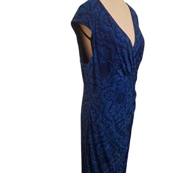 Lauren Ralph Blue Print Sheath Dress Size 16 - Picture 2 of 7